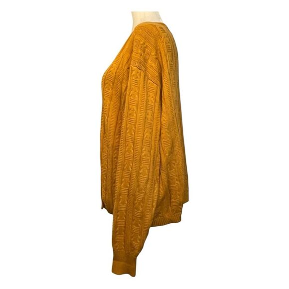 Jones New York Cable Knit Cardigan Sweater Pumpkin Orange Double‎ Breasted L - Picture 3 of 6